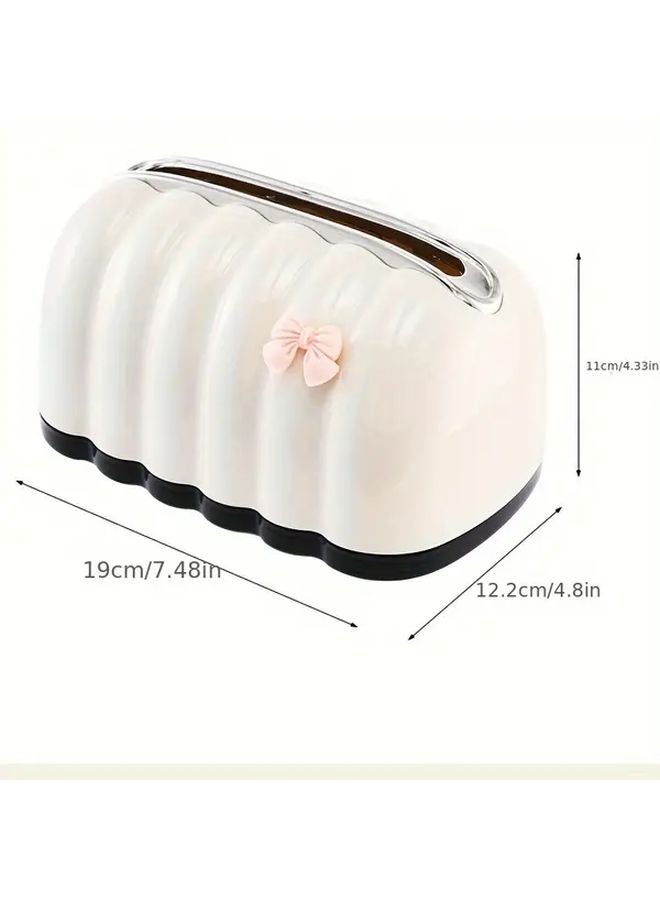 صندوق مناديل زخرفي بتصميم قشدي على شكل صدفة مع ربطة للصالة وغرفة النوم - Image 3